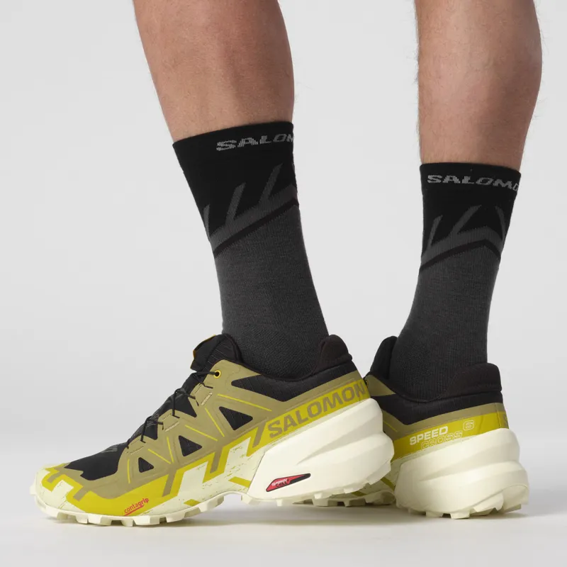 Salomon Speedcross 6 Men's Trail Running Shoe in Black/Cress Green/Transparent Yellow-6